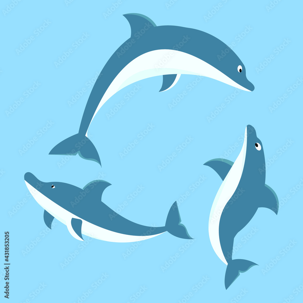 Obraz premium Set of dolphin logo design template