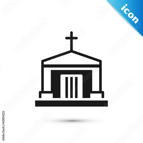 Grey Old crypt icon isolated on white background. Cemetery symbol. Ossuary or crypt for burial of deceased. Vector