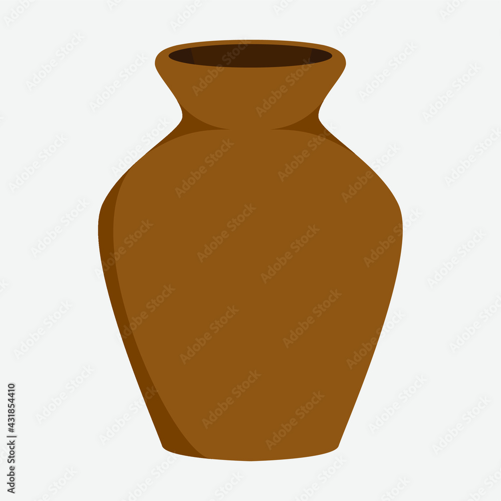 traditional clay pot in flat vector