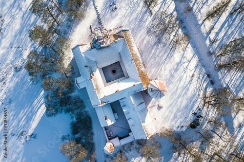 Aerial view of Edole castle in sunny winter day, Latvia. photo