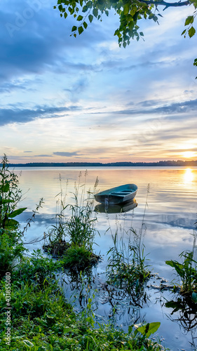 Summer dawn on Lake Valdai in the Novgorod region.