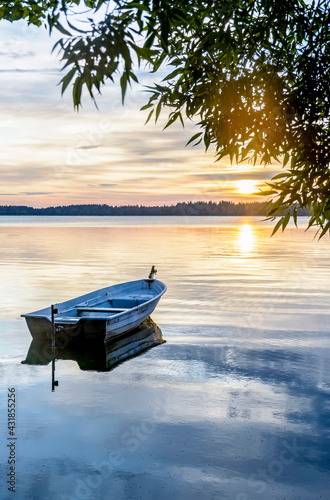 Summer dawn on Lake Valdai in the Novgorod region.
