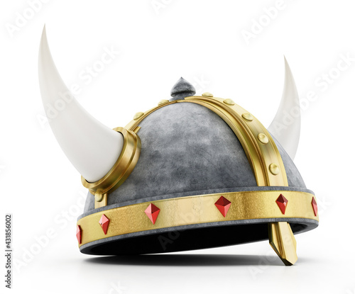 Viking helmet isolated on white background. 3D illustration