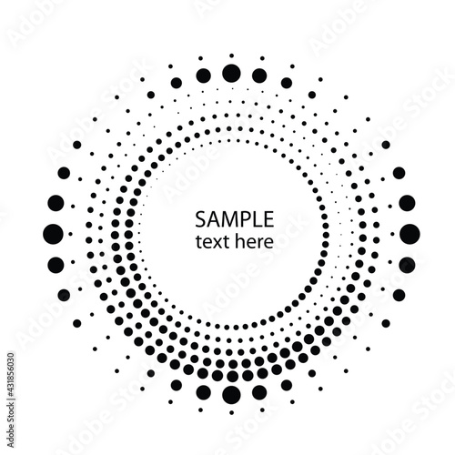Halftone dots in circle form. round logo . vector dotted frame . design element