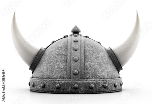 Viking helmet isolated on white background. 3D illustration photo