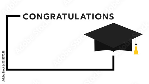 congratulations frame with cap in graduation  symbols,isolated on white background ,Vector illustration EPS 10