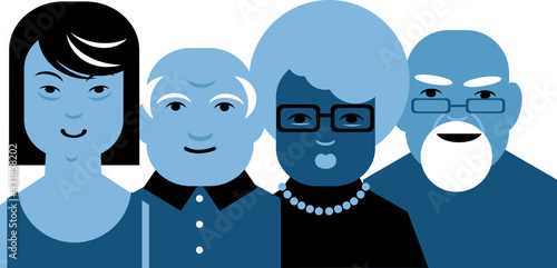 Diverse active empowered senior characters, EPS 8 vector illustration, no transparencies 