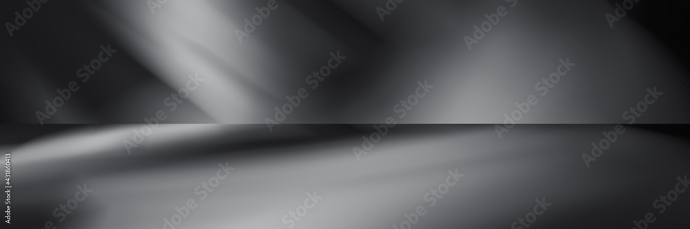 perspective floor backdrop black room studio with gray gradient spotlight backdrop background for display your product or artwork 