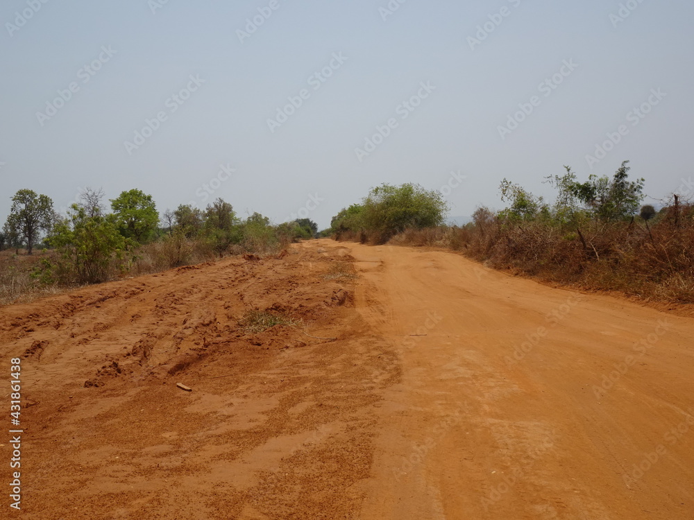 The uneven dirt road in Madagascar The uneven dirt road in Madagascar