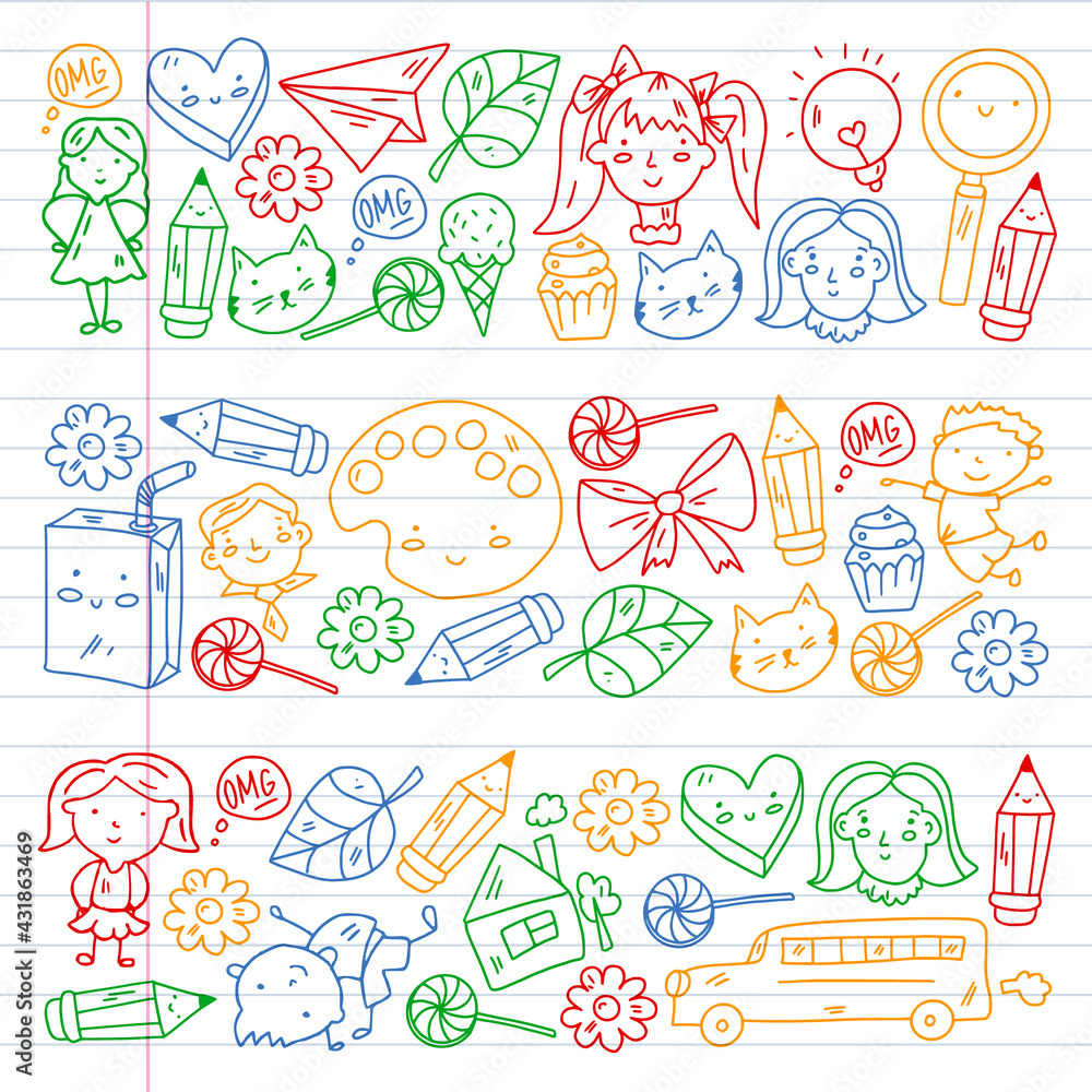 Fototapeta premium Creativity and imagination. Vector illustration. Children education.