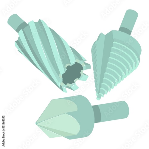 Drill bit icon. Isometric illustration of drill bit vector icon for web