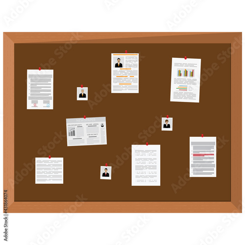 Investigation board. Crime investigation concept. Vector illustration