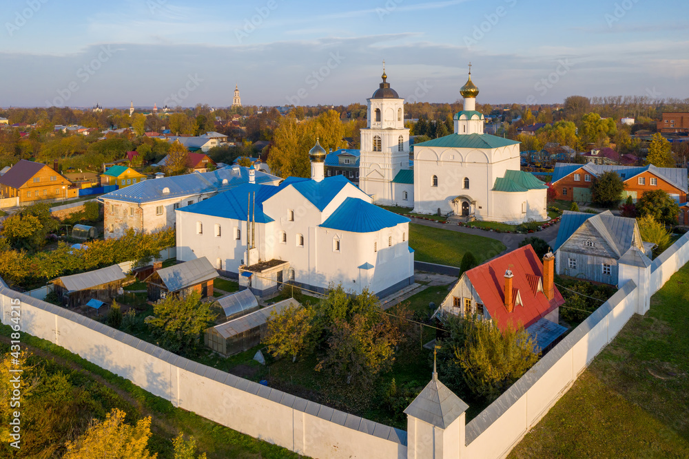 Vasilievsky Monastery on sunny autumn morning. Suzdal town, Vladimir Oblast, Russia..