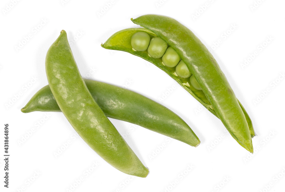 Close up of fresh green sugar snap peas isolated Close up of fresh green sugar snap peas isolated