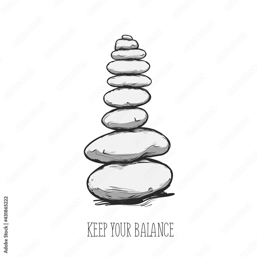 Zen stone balance with the text, peaceful concept Zen stone balance with the text, peaceful concept