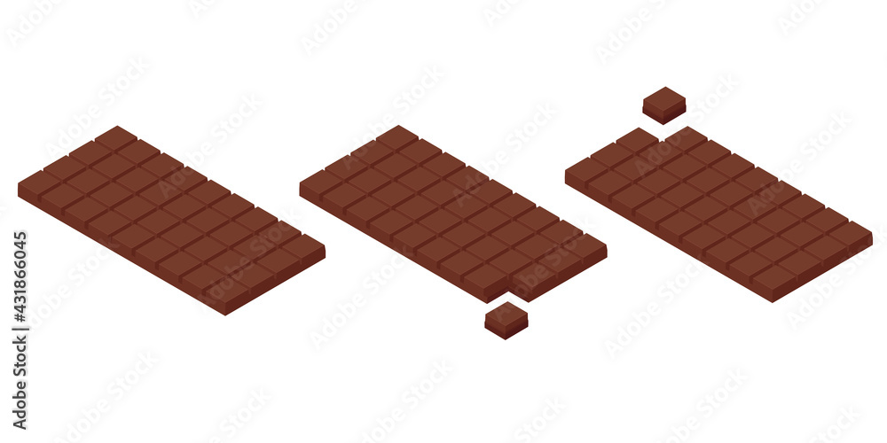 Isometric chocolate bars and pieces Isometric chocolate bars and pieces