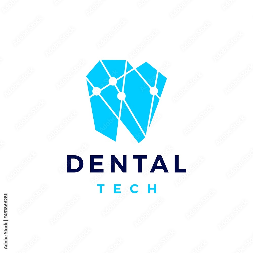 Fototapeta premium dental tech geometric connection logo vector icon illustration