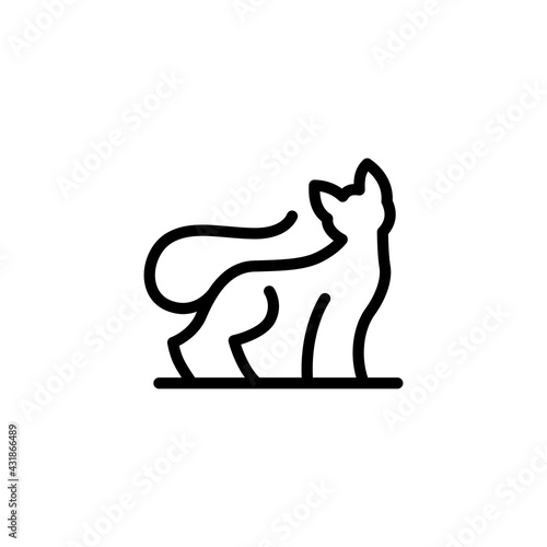 cat monoline outline logo vector icon illustration