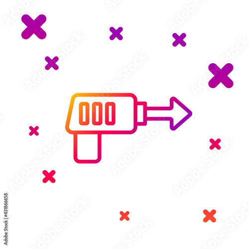 Color line Fishing harpoon icon isolated on white background. Fishery manufacturers for catching fish under water. Diving underwater equipment. Gradient random dynamic shapes. Vector