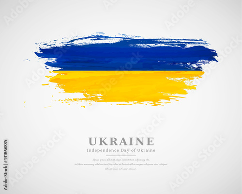 Happy independence day of Ukraine with artistic watercolor country flag background