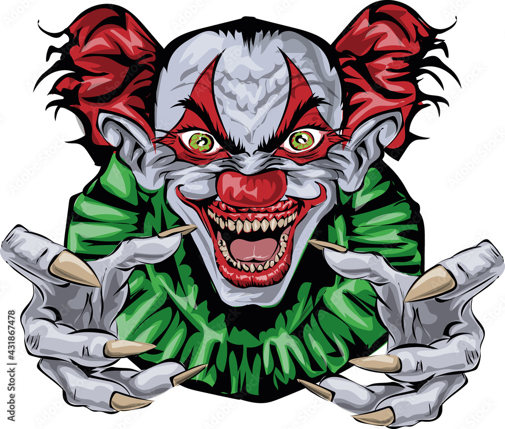 Vecteur Stock Scary Clown - horror clip art print | Adobe Stock