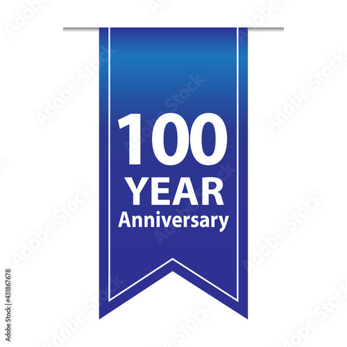 100 Years Anniversary Logo Blue Ribbon