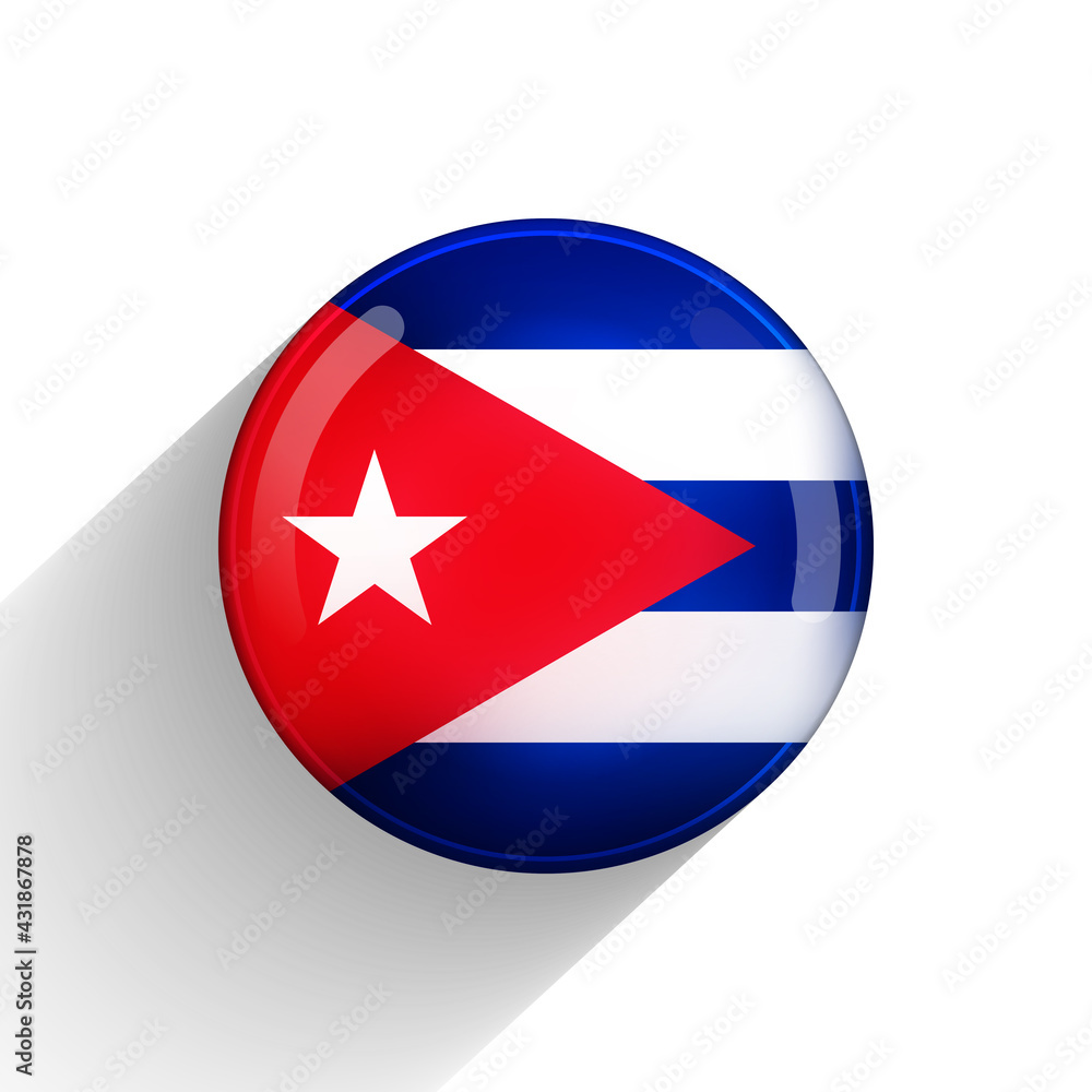 Glass light ball with flag of Cuba. Round sphere, template icon. Cuban national symbol. Glossy realistic ball, 3D abstract vector illustration highlighted on a white background. Big bubble Glass light ball with flag of Cuba. Round sphere, template icon. Cuban national symbol. Glossy realistic ball, 3D abstract vector illustration highlighted on a white background. Big bubble