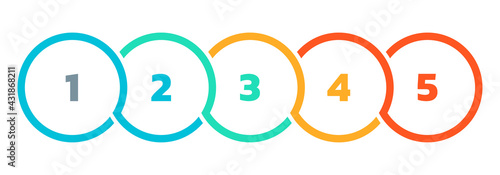 5 steps infograph. Business process info graphic template with 5 numbers in abstract circles. Modern timeline infographics for presentation, layout, flow chart. Vector illustration.