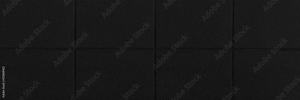 Fototapeta premium Panorama of Polished Granite Floor Tiles black texture and background seamless