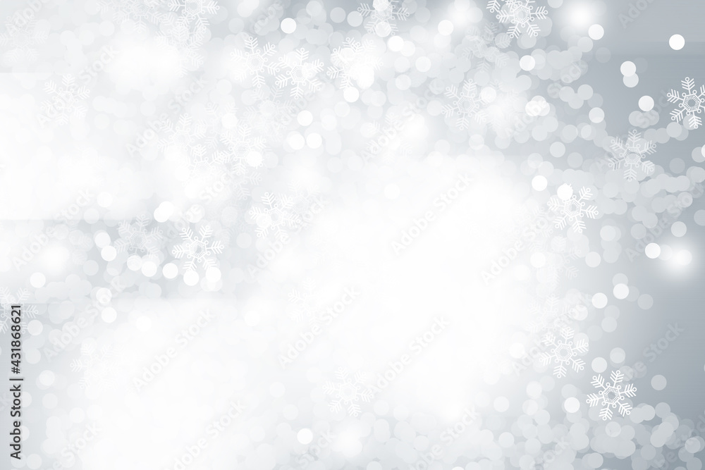 White circle light on gray smooth backdrop or silver snowflake background. White circle light on gray smooth backdrop or silver snowflake background.