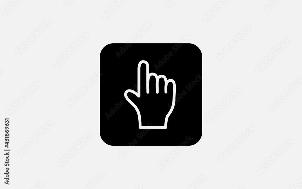Hand click icon button on white background. Finger click cursor Hand click icon button on white background. Finger click cursor