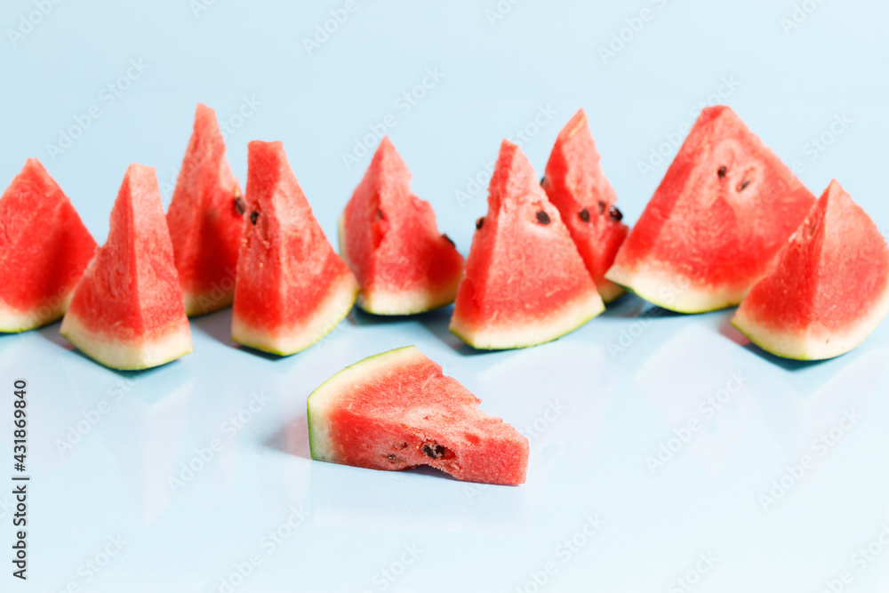 Sliced watermelon on blue background Sliced watermelon on blue background