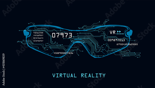 Virtual Reality glasses sign, flat vector graphic