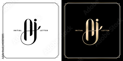 AJ or AI initial letter and graphic name, AJ or AI Monogram, for Wedding couple symbolic, company and icon business, with two colors variation designs of isolated backgrounds.