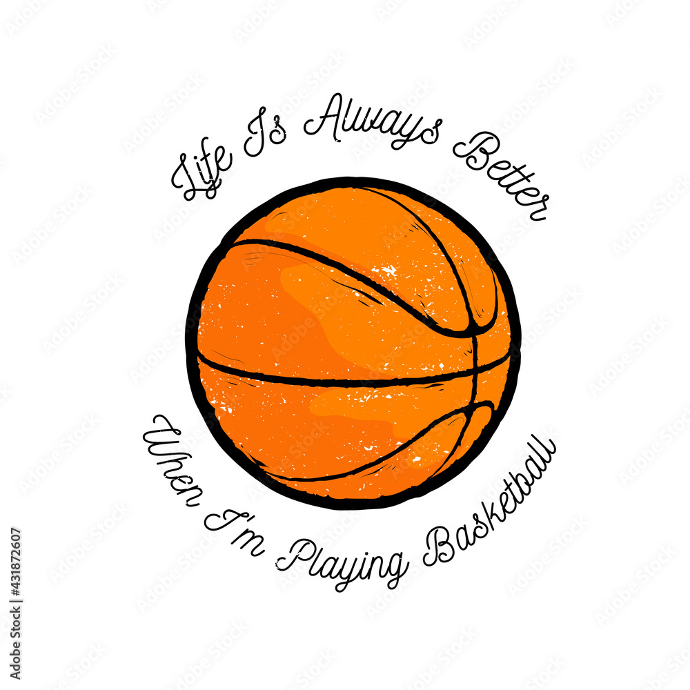 Basketball vector logo, vintage sport ball design