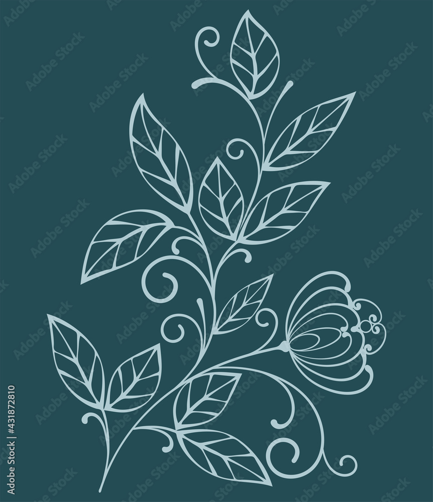 Floral seamless background. Gray pattern on a dark background.