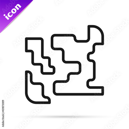 Black line Gaseous icon isolated on white background. Changing the state of matter in gas. Vector