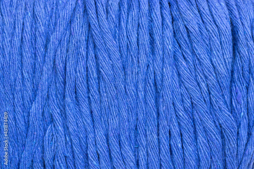 Close-up blue fabric texture of cotton mop for background