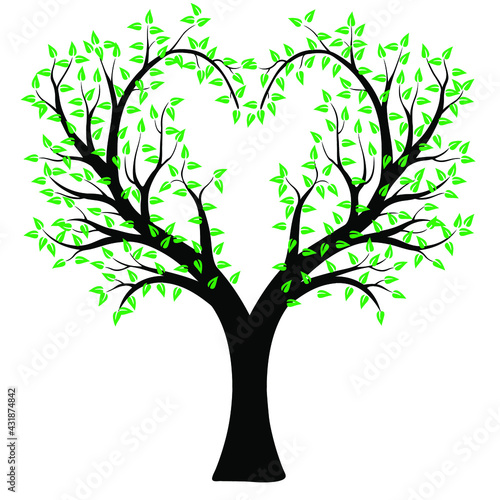 heart shaped tree with leaves illustration