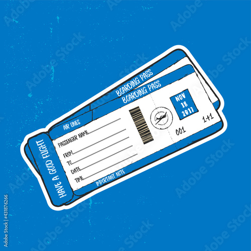 Airline boarding pass ticket design, hand drawn