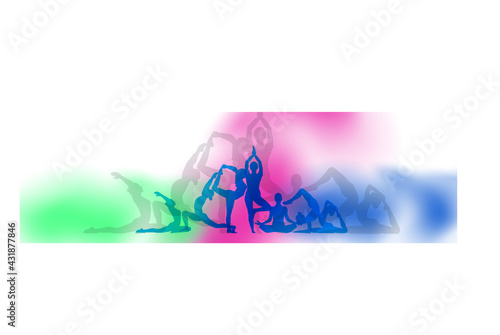 21 june-international yoga day,paper cut yoga body posture, human silhouette and sun rays, vector illustration - Vector