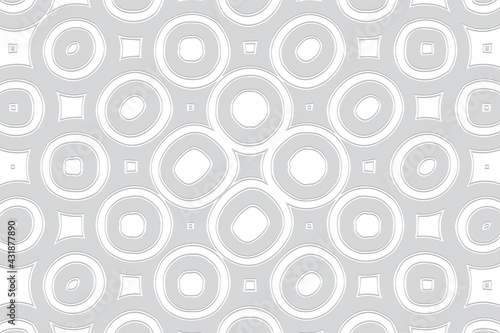 3D volumetric convex embossed white background. Ethnic geometric style. Modern creative curly pattern for wallpapers, presentations, textiles, websites, coloring, wrapping paper.