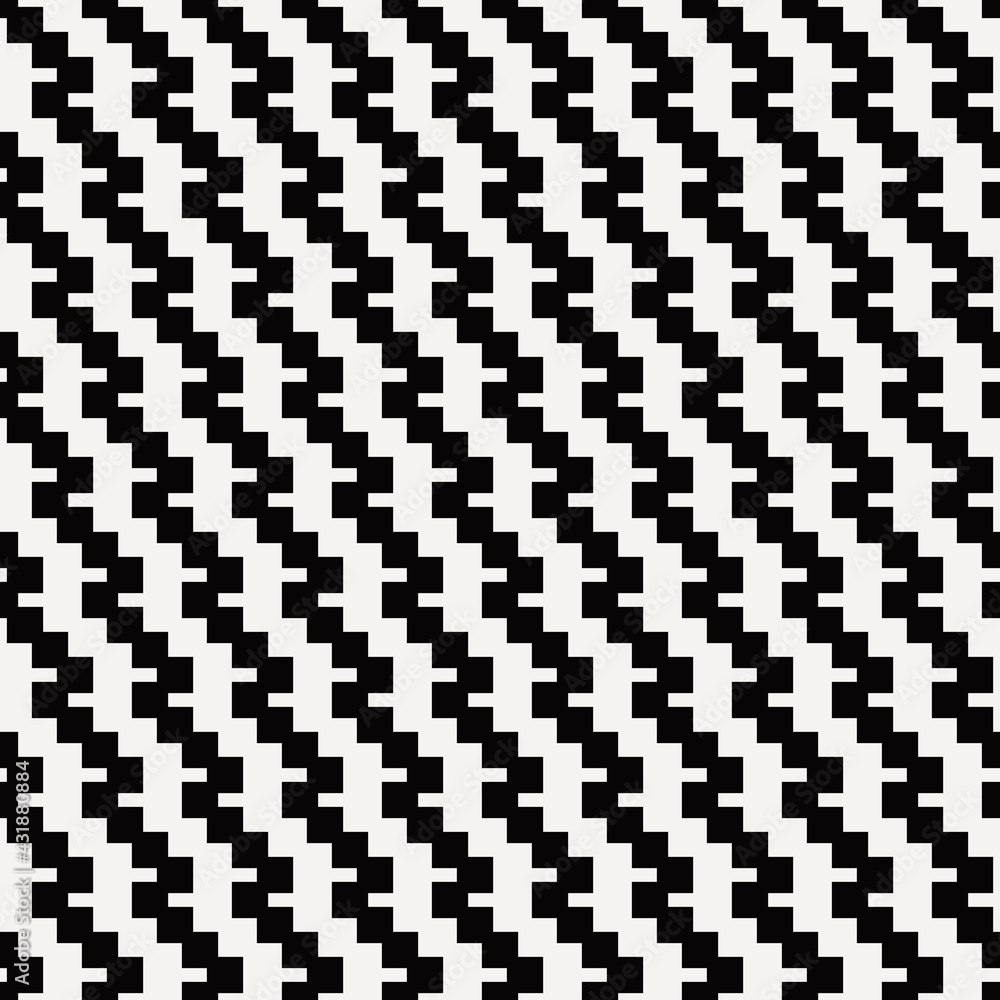 Pixelated black and white pattern. Vector seamless black squares ornament. Pixelated black and white pattern. Vector seamless black squares ornament.