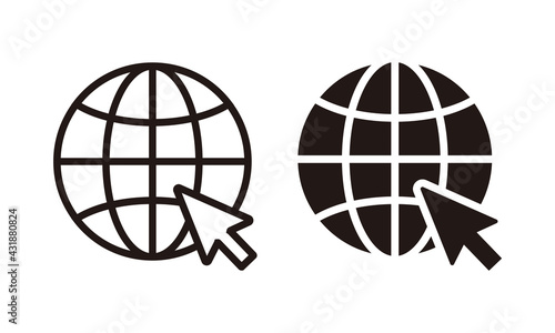 Globe icon, Go to web icon symbol vector. web icon vector
