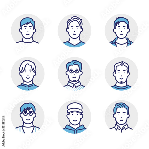 男性の上半身アイコンのイラスト素材