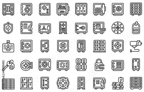Deposit room icons set. Outline set of deposit room vector icons for web design isolated on white background