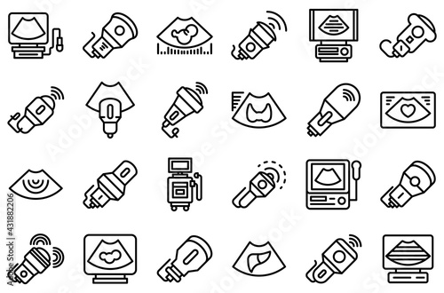 Sonograph icons set. Outline set of sonograph vector icons for web design isolated on white background