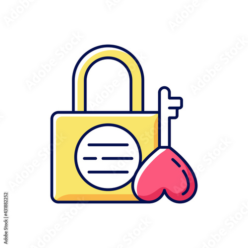 Namsan love locks RGB color icon. Couple relationship devotion. Romantic padlocks, tradition for N Seoul tower. Korean culture. Traditional symbols of Korea. Isolated vector illustration