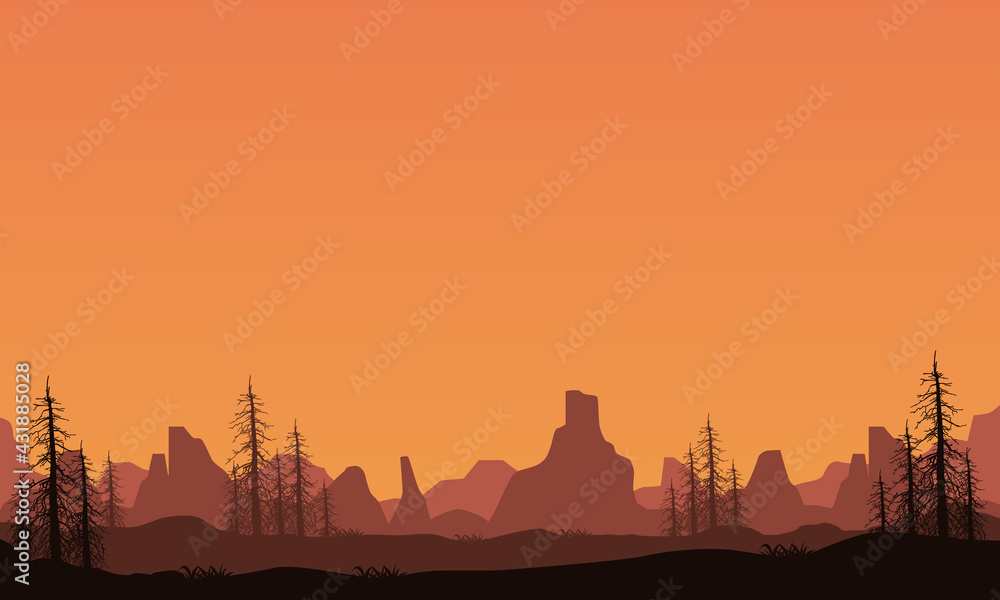 The beautiful color of the twilight sky with fantastic natural scenery. Vector illustration