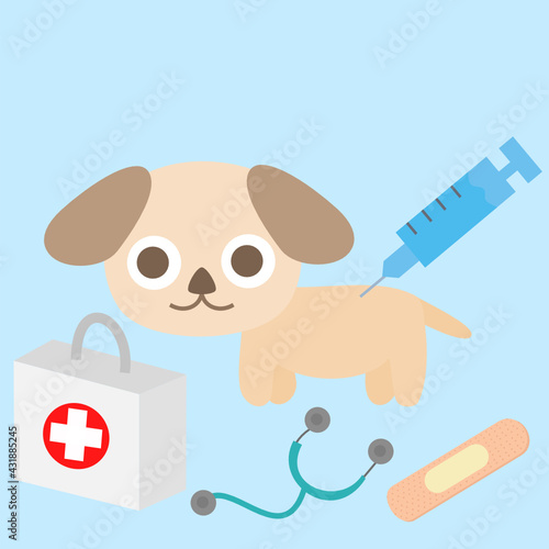 Dog vaccination.World Rabies Day.Veterinary clinic.Pet and hospital.Flat design.Vector illustration.